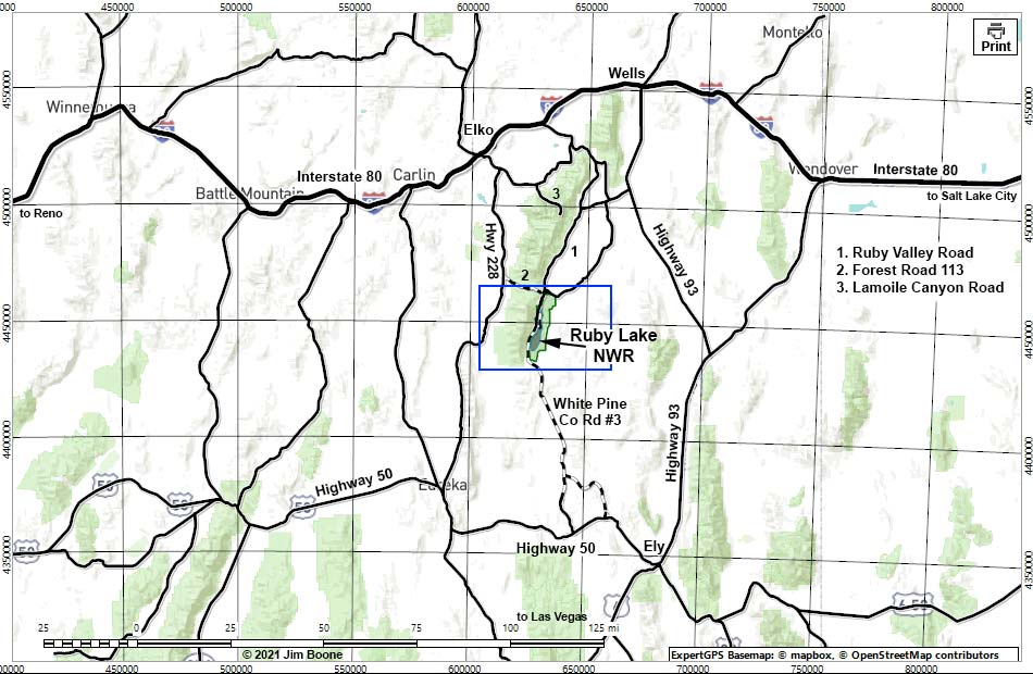 Ruby Lake National Wildlife Refuge Map