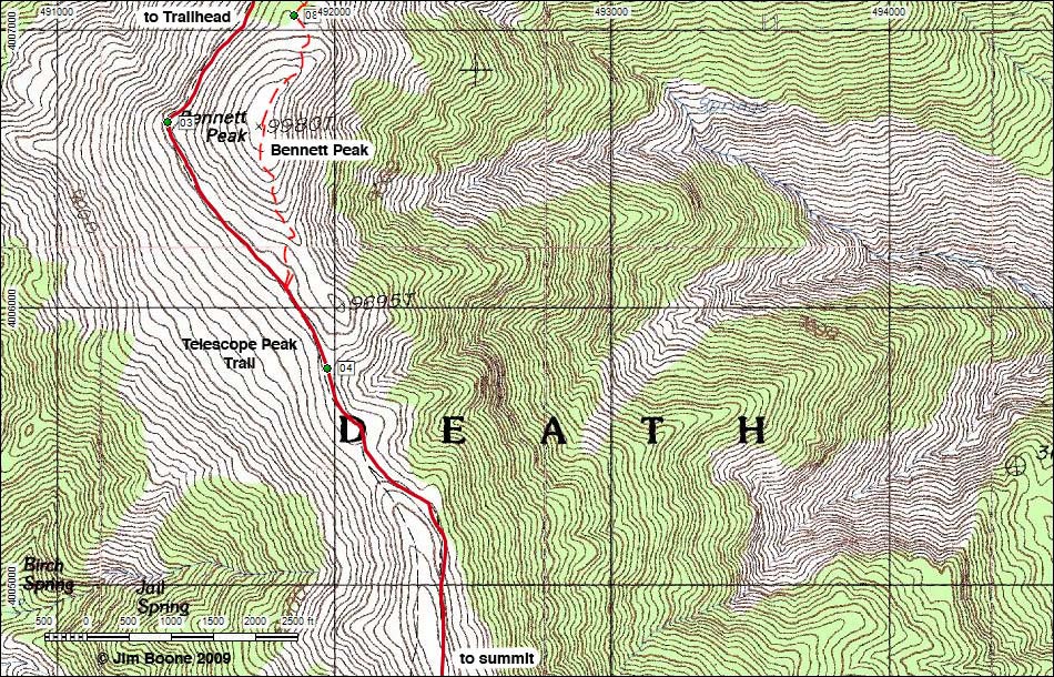 Telescope Peak Area Map - Central Section