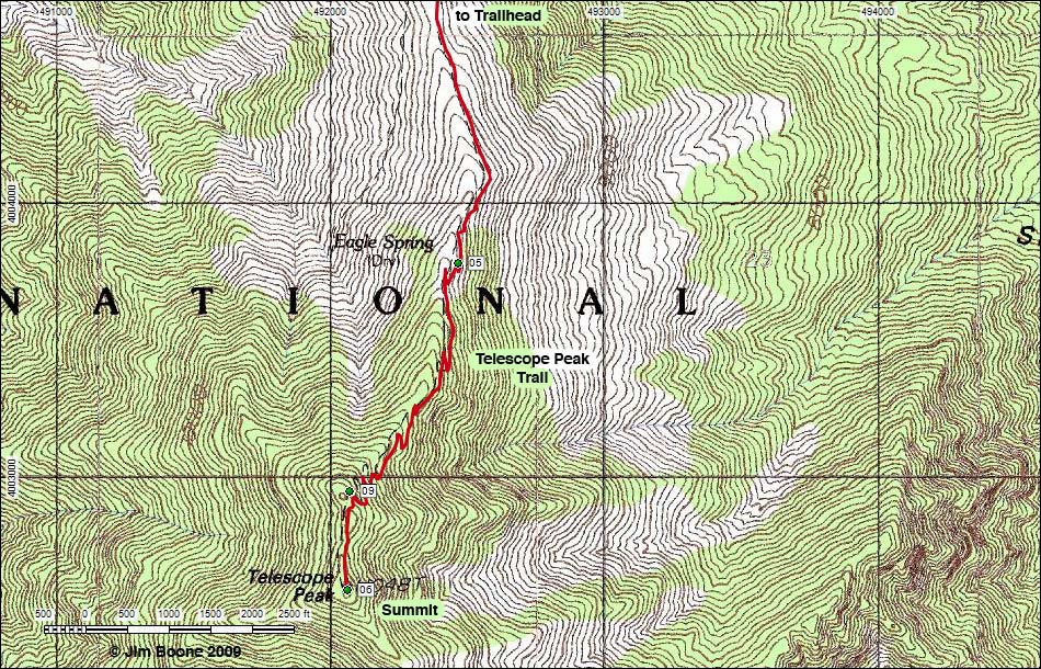 Telescope Peak Area Map - South Section