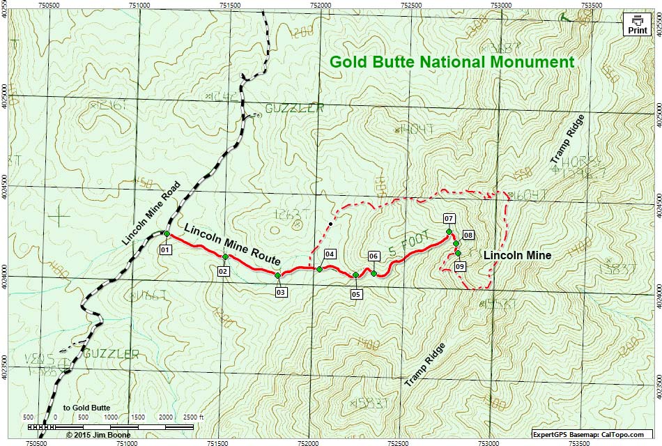 Lincoln Mine Route Map