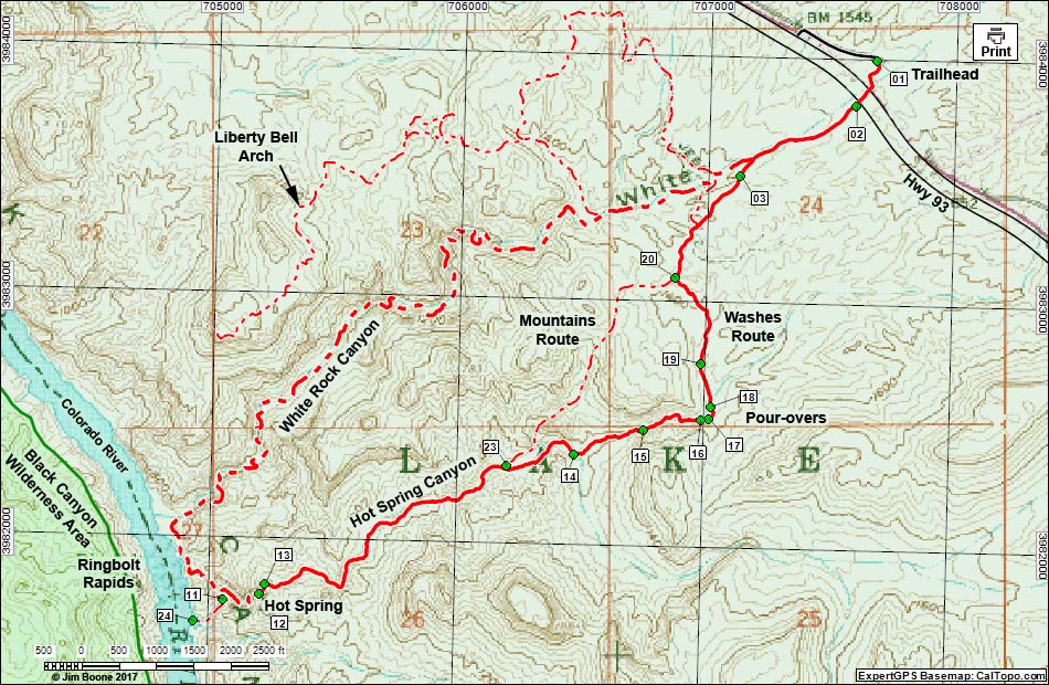 AZ Hot Spring - Hot Spring Canyon Route Map