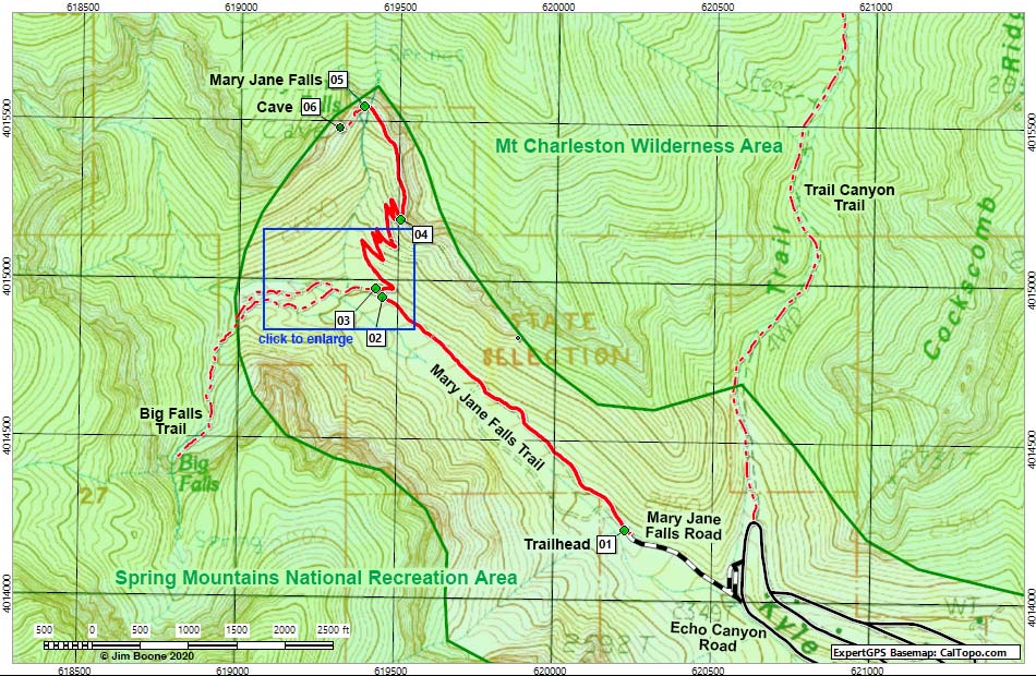 Mary Jane Falls Trail Map