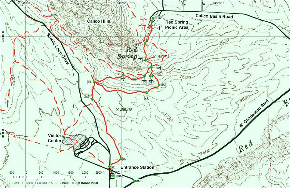 Entrance Station to Calico Basin Trail Map