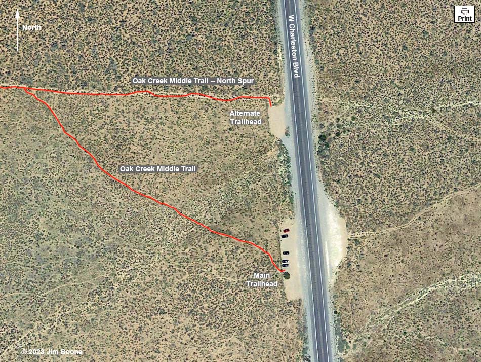 Middle Oak Creek Trailhead Map