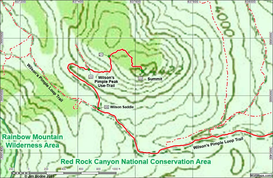 Wilson's Pimple Peak Map