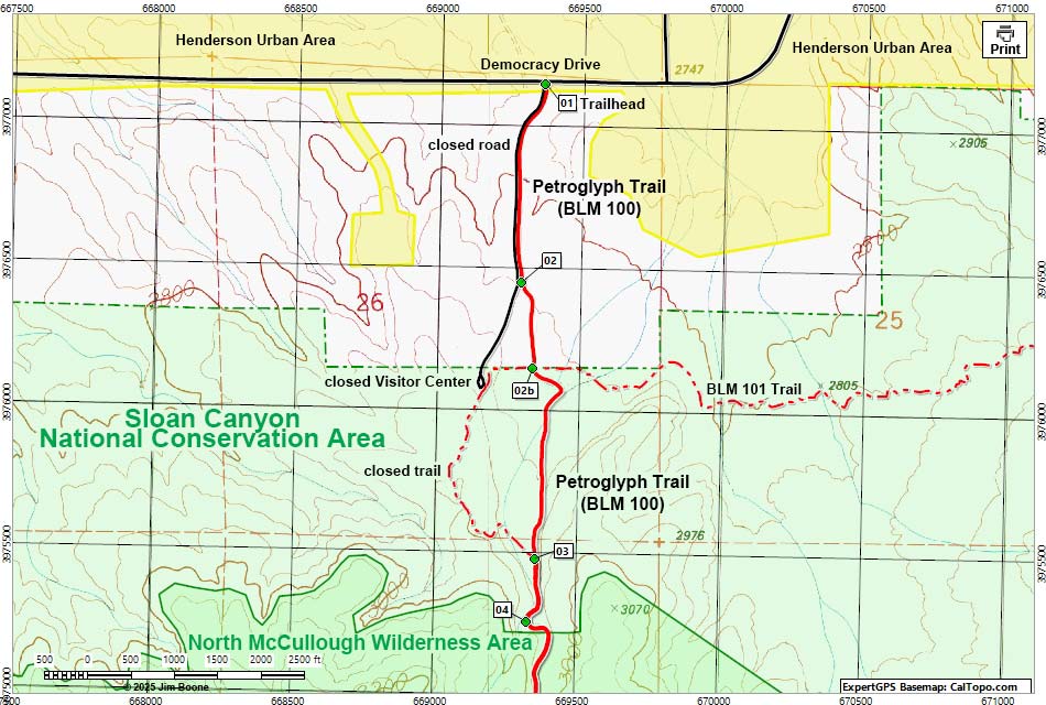 Sloan Canyon Petroglyph Gallery Map