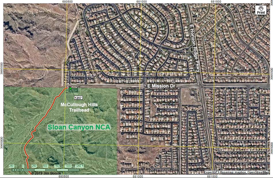 McCullough Hills Trailhead Map