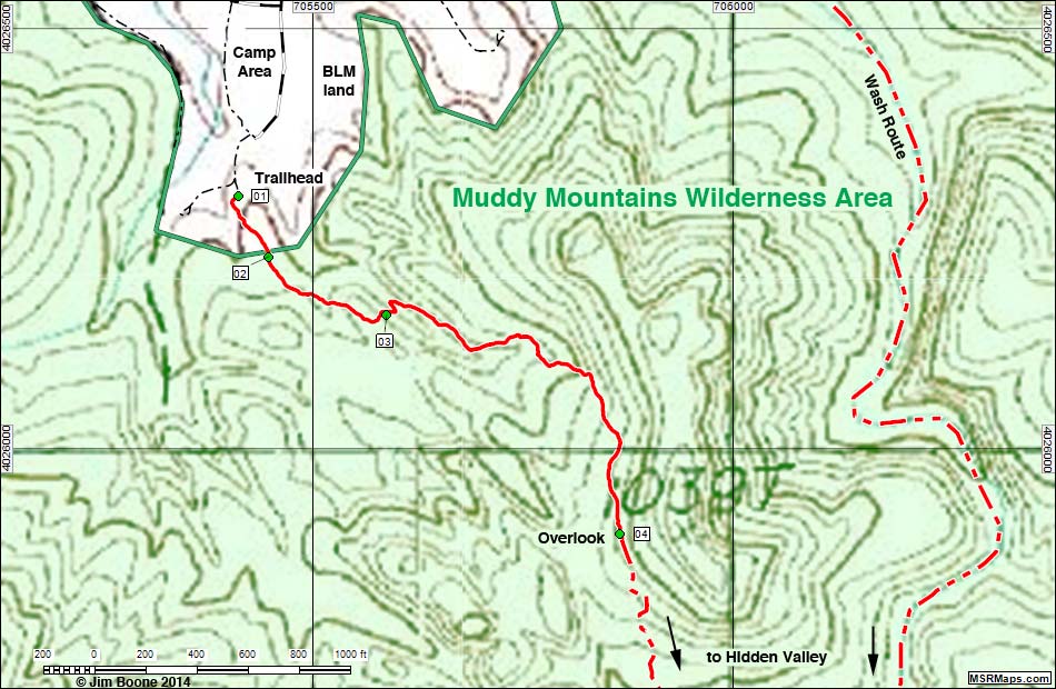 Hidden Valley Overlook Route Map