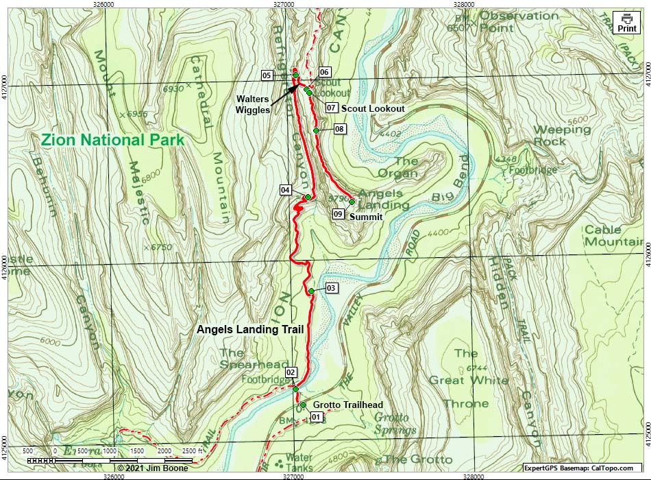 Angel's Landing Trail Map