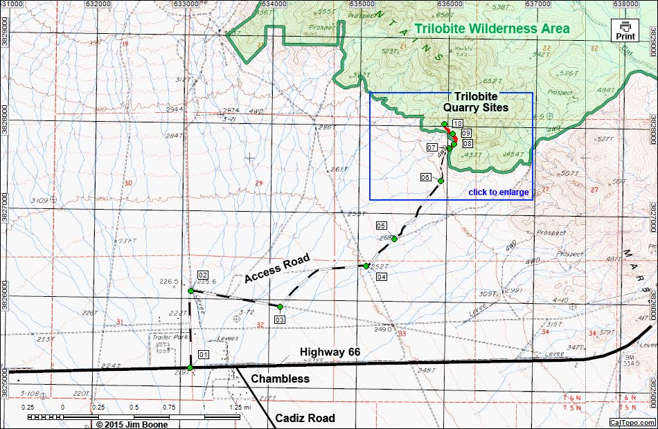 Chambless Trilobite Quarry Map