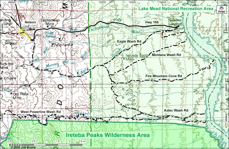 Ireteba Peaks Wilderness Area Map