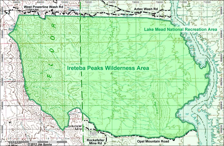 Ireteba Peaks Wilderness Area Map