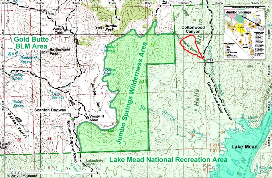 Wilderness Areas Around Las Vegas, Jumbo Springs Wilderness Area Map